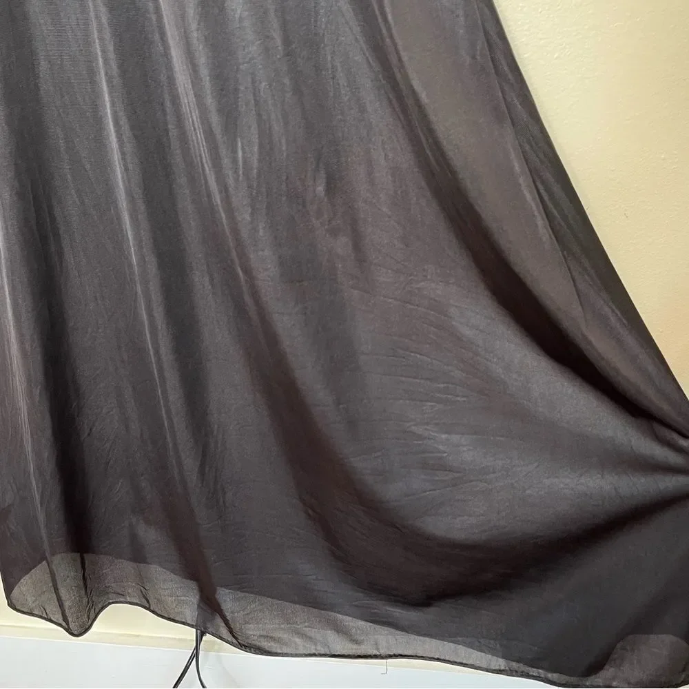 Vintage Texsheen Black Lace Nylon Long Nightgown Peignoir Chemise Women Small - Picture 7 of 14
